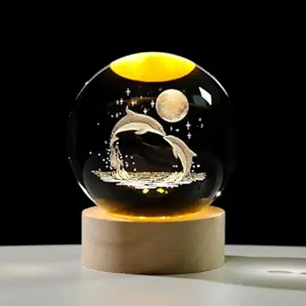 1 X 3D Crystal Ball Night Lamp with usb Connector